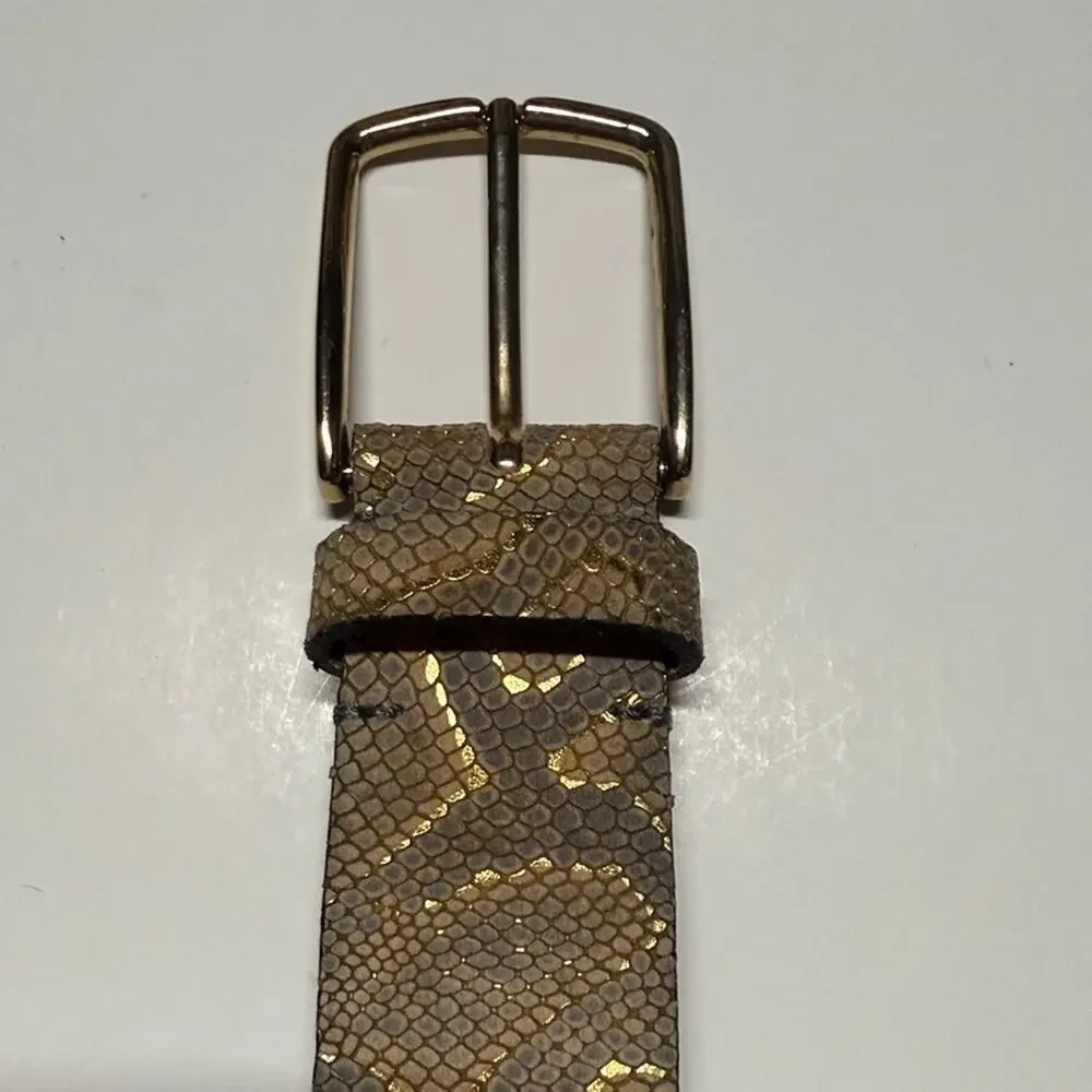Vanzetti Reptile Patterned Leather Belt Gold Buckle